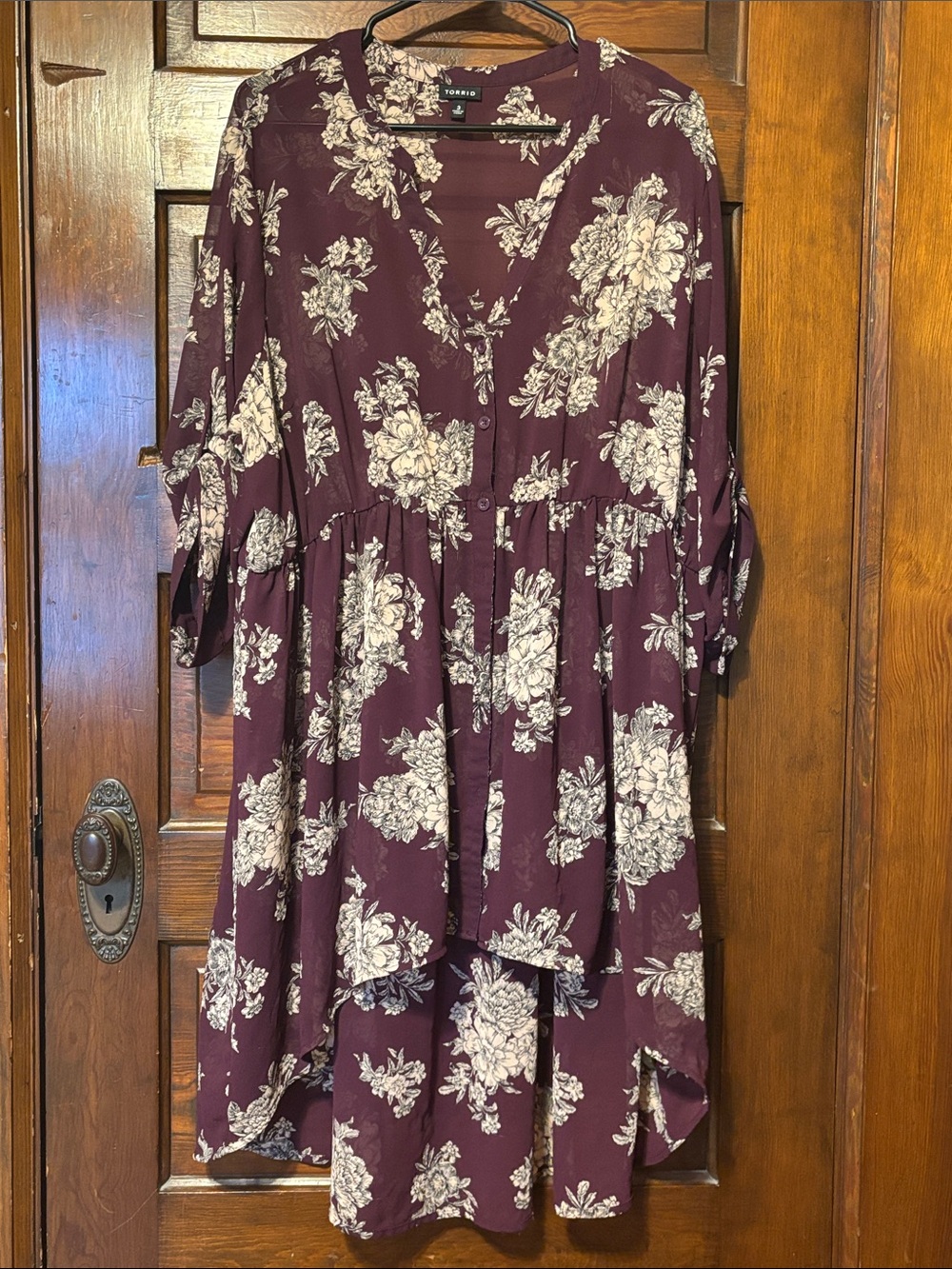 torrid Plum Floral Button-Front Babydoll Tunic